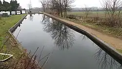 The first part of Lichfield Canal (between Lock 25 and 26) to be re-filled with water (April 2011)