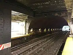The tunnel north of the station
