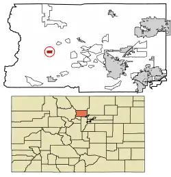 Location of Ward in Boulder County, Colorado.