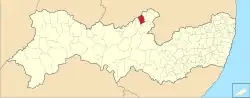 Location of Tabira in Pernambuco