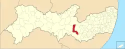 Location of Tupanatinga in Pernambuco