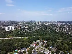 Aerial view of Amesbury from Brookhaven in 2024