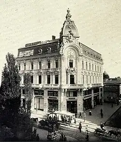 Anker Building on Calea Victoriei, c.1900, by Leonida Negrescu,[44] demolished in April 1939 by Carol II to make space for the Revolution Square