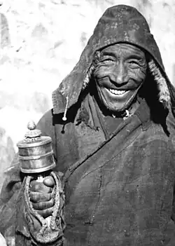 Monk with prayer wheel. 1938