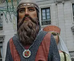 Burgalese traditional representation (called "Gigantones") of El Cid that is taken to the streets during the town major festivity. Doña Jimena's representation is behind.