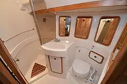 A view of the Heads of a C&C 37/40 looking aft to port.