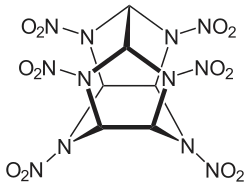 Partially condensed, stereo, skeletal formula of hexanitrohexaazaisowurtzitane