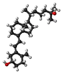Ball-and-stick model of the calcifediol molecule