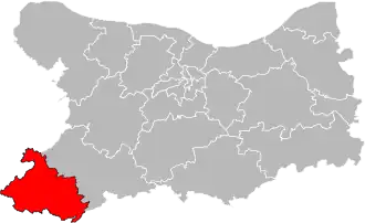 Situation of the canton of Vire Normandie in the department of Calvados