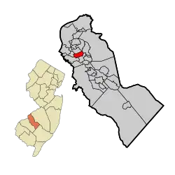 Haddon Heights highlighted in Camden County. Inset: Location of Camden County in the State of New Jersey.
