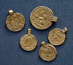 Replicas of gold coin-pendants from the Canterbury-St Martin's hoard