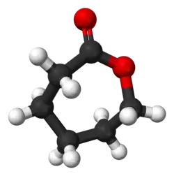 Ball-and-stick model of the caprolactone molecule