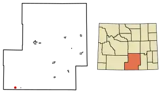 Location of Baggs in Carbon County, Wyoming.