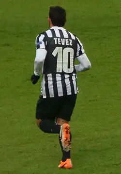 Tevez wearing no 10 Juventus shirt (back)
