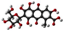 Ball-and-stick model of carminic acid[citation needed]