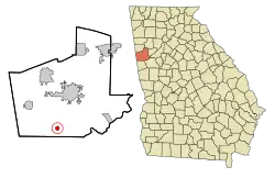 Location in Carroll County and the state of Georgia