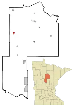Location of Walker within Cass County and state of Minnesota