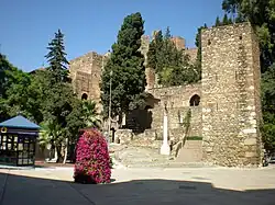 External view towards the entrance fortifications of the Alcazaba