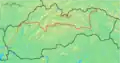 In red, the SNP Heroes' Trail (Cesta hrdinov SNP), the most important main tourist route in Slovakia