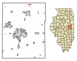 Location of Ludlow in Champaign County, Illinois.