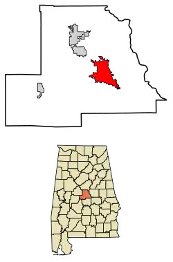 Location of Clanton in Chilton County, Alabama.