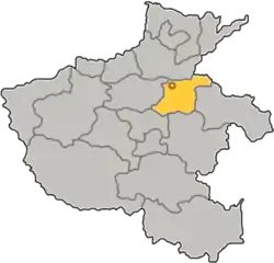 Location of Kaifeng City jurisdiction in Henan