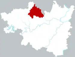 Location of Shaoshan City within Xiangtan
