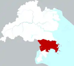 Location of Wenling City within Taizhou