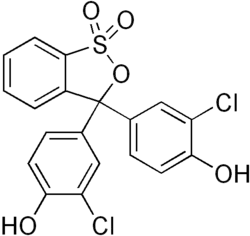 Skeletal formula of chlorophenol red in cyclic form