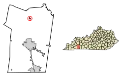 Location of Crofton in Christian County, Kentucky.