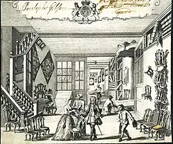 Trade card for a London furniture store, 1730–1742
