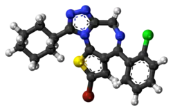 Ball-and-stick model of the ciclotizolam molecule