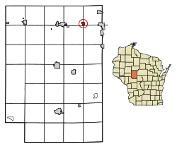 Location of Curtiss in Clark County, Wisconsin.