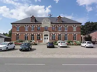 The town hall and schools of Clastres