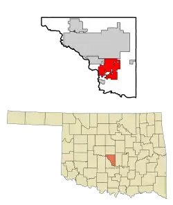 Location of Slaughterville in Cleveland County and Oklahoma