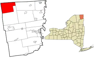Location in Clinton County and the state of New York.