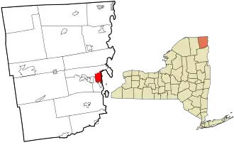 Location in Clinton County and the state of New York.