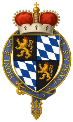 The arms of John Casimir of the Palatinate-Simmern, encircled by the Garter