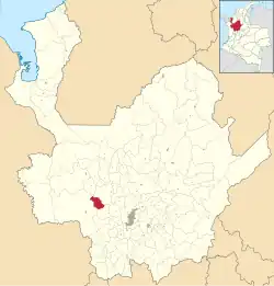 Location of the municipality and town of Caicedo in the Antioquia Department of Colombia