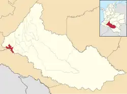 Location of the municipality and town of Curillo in the Caquetá Department of Colombia.