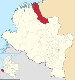 Location of the municipality and town of Santa Barbara, Nariño in the Nariño Department of Colombia.