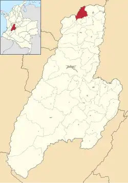 Location of the municipality and town of Fresno in the Tolima Department of Colombia