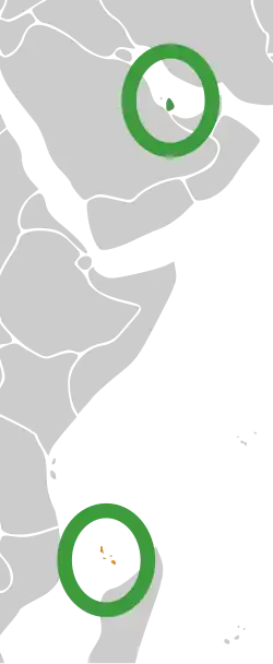 Map indicating locations of Qatar and Comoros