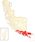 Map of Cabo de Hornos commune in Magallanes and Antartica Chilena Region