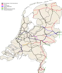 Rail map of the Netherlands