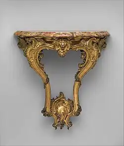 Rococo console table; 18th century; carved and gilded wood, marble top; 63.2 × 60 × 25.4&nbsp;cm; Metropolitan Museum of Art