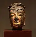 Fragment of a bodhisattva excavated from Hwangnyong Temple with marked similarities with National Treasure no. 83.