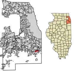 Location of Steger in Cook County, Illinois.