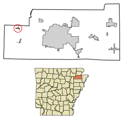 Location of Egypt in Craighead County, Arkansas