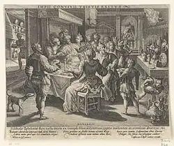 Belshazzar's feast, Van de Passe after Maerten de Vos (the engraving on the right)